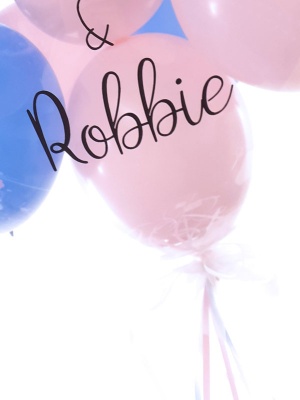 Personalised Congratulations balloon in pink and blue
